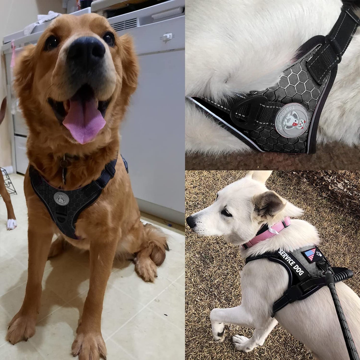 Cymiler Service Dog Vest,No-Pull Dog Harness and Leash Set,Adjustable Oxford Reflective Service Dog Vest Harness with Handle for Outdoor Walking Training,Easy Control for Small Medium Large Dogs