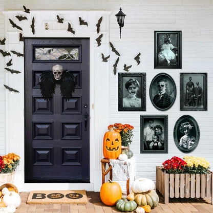 6 Pack Halloween Decoration 3D Changing Face Moving Gothic Horror Picture Frames Portrait, Waterproof, Full adhesive backing, Spooky Halloween Wall Decor For Haunted Mansion Castle Masquerade Party