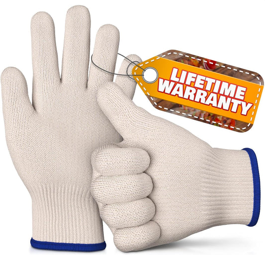 Heat-Resistant Cooking Gloves for Indoor and Outdoor Use - Gloves for Cooking, Baking, Pot-Holding, Smoker Grill Handling, and So On – Kitchen Gloves with 896 Degree Resistance, White, 10215