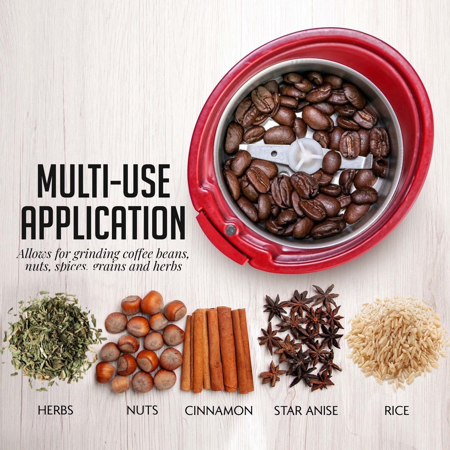 OVENTE Electric Coffee Grinder for Beans, Spices and More, 2.5Oz Compact Grinding Mill, Spice Grinder with Stainless Steel Blade, Pulse Button Operation and Transparent Easy to Open Lid, Black CG225B