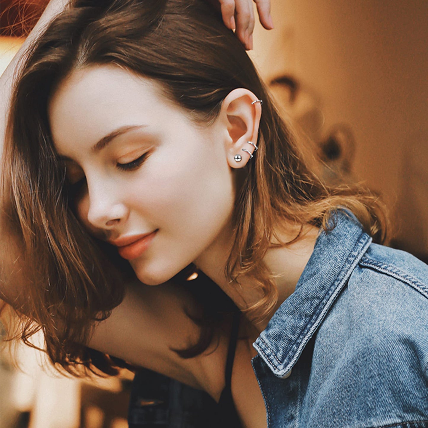 Dochais 4 Pairs Cubic Zirconia Stud Earrings Set 18K Gold Plated Hypoallergenic 4 Prong CZ Earrings for Women Girls Round Opal Ball Stud Tragus Cartilage Ear Jewelry