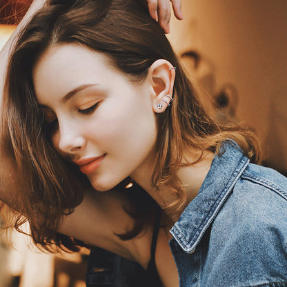 Dochais 4 Pairs Cubic Zirconia Stud Earrings Set 18K Gold Plated Hypoallergenic 4 Prong CZ Earrings for Women Girls Round Opal Ball Stud Tragus Cartilage Ear Jewelry