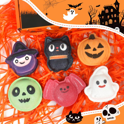 Halloween Bath Bombs for Kids & Women, Handmade Spooky Bath Bomb Set of 6 Fun Shapes – Perfect Gifts for Kids, Skin Care Bathbombs for Girls’ Spooky Celebration