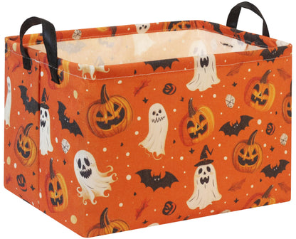 HIYAGON Halloween Basket Halloween Pumpkin Basket for Boys and Girls Trick or Treat Pumpkin Basket for Halloween Parties Cute Storage Bin Organizer Box Rectangular Room Decor(Halloween Pumpkin)