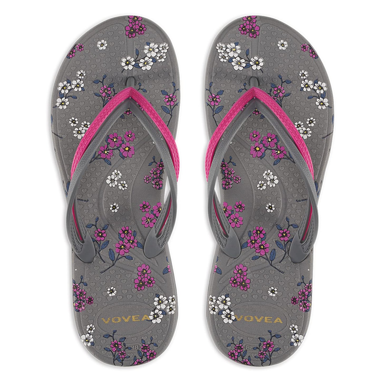 VOVEA Flip Flops For Women Non-Slip Bathroom Shower Shoes Cushion foam Indoor and Outdoor Sandals,Grey US 6