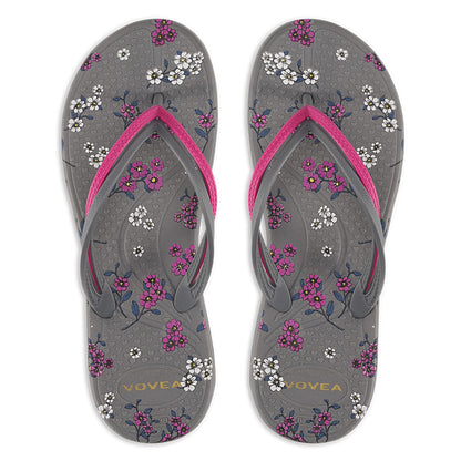 VOVEA Flip Flops For Women Non-Slip Bathroom Shower Shoes Cushion foam Indoor and Outdoor Sandals,Grey US 6