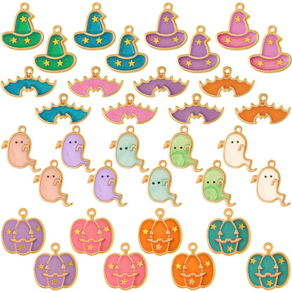 Halloween DIY Charms Halloween Alloy Pendants Pumpkin Ghost Wizard Hat Jewelry Making Charms for DIY Jewelry Necklace Bracelet Accessories