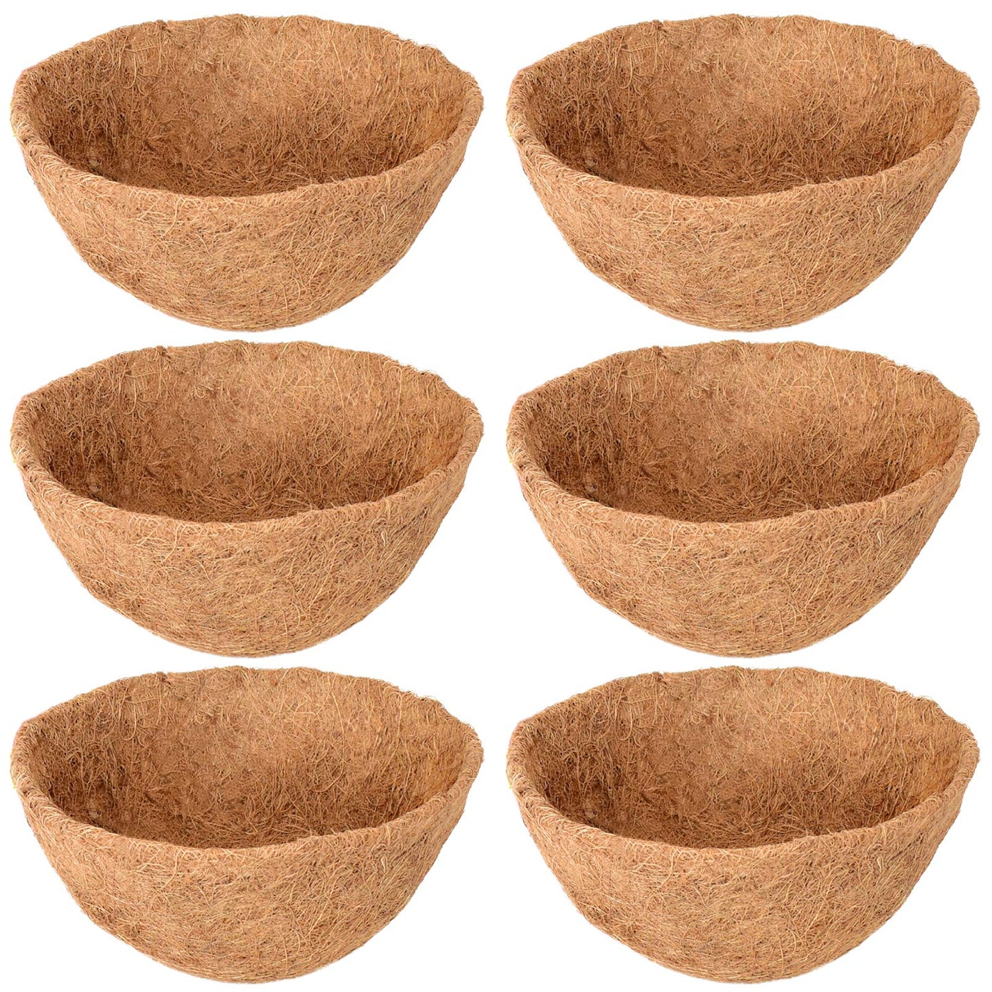 Legigo 6 Pack 14 Inch Hanging Basket Coco Liners Replacement, 100% Natural Round Coconut Coco Fiber Planter Basket Liners for Hanging Basket Flowers/Vegetables