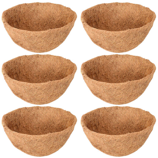 Legigo 6 Pack 14 Inch Hanging Basket Coco Liners Replacement, 100% Natural Round Coconut Coco Fiber Planter Basket Liners for Hanging Basket Flowers/Vegetables