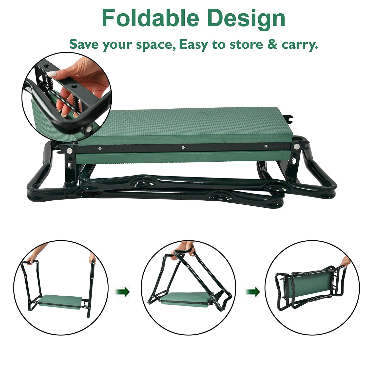 Home-X Foldable Garden Kneeler and Seat for Gardening, Camping, and More