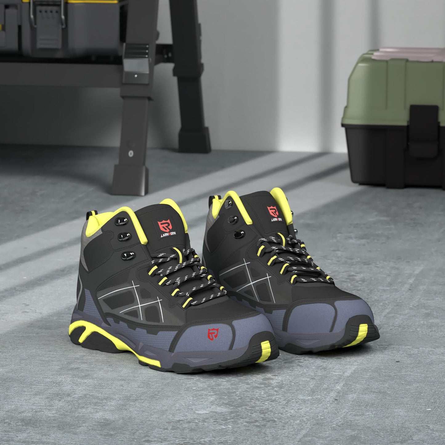 LARNMERN Steel Toe Boots Mens Outdoor Work Boots Safety Working Shoes Indestructible Industrial Construction Footwear Slip Resistant Puncture Proof Static Dissipative Comfortable Breathable Durable