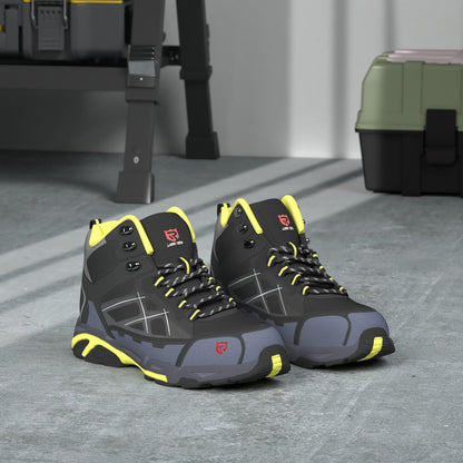 LARNMERN Steel Toe Boots Mens Outdoor Work Boots Safety Working Shoes Indestructible Industrial Construction Footwear Slip Resistant Puncture Proof Static Dissipative Comfortable Breathable Durable