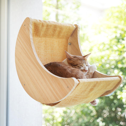HAPYKITYS Window Cat Bed Moon Perches, Mounted with Strong Suction Cups Cat Window Seat for Sleep and Watch Birds