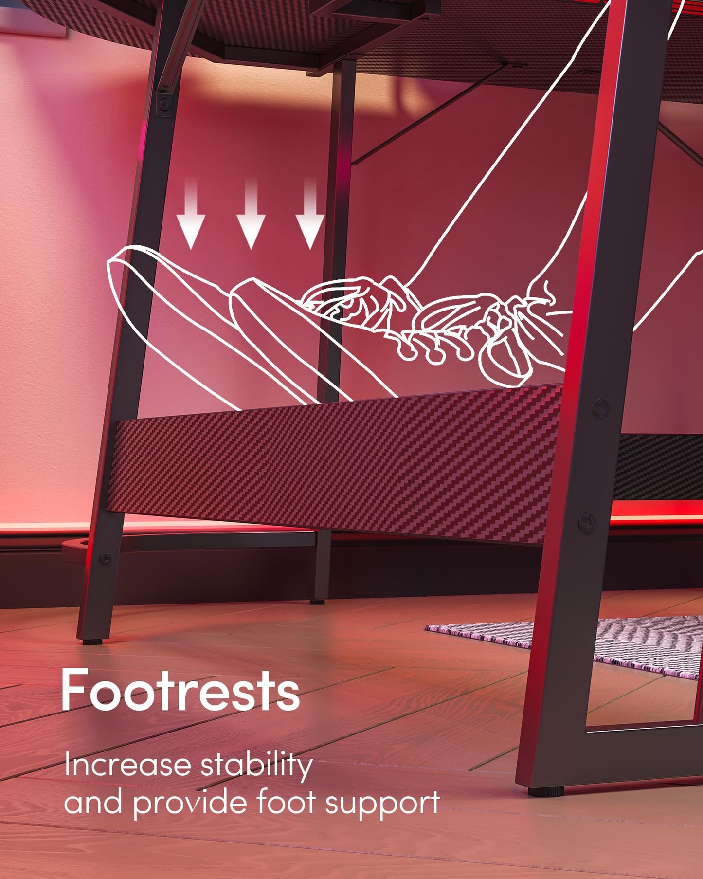 CubiCubi L Shaped Gaming Desk Computer Office Desk with Carbon Fiber Surface, 47 inch Corner Desk with Large Monitor Stand for Home Office Study Writing Workstation, Black Carbon Fiber