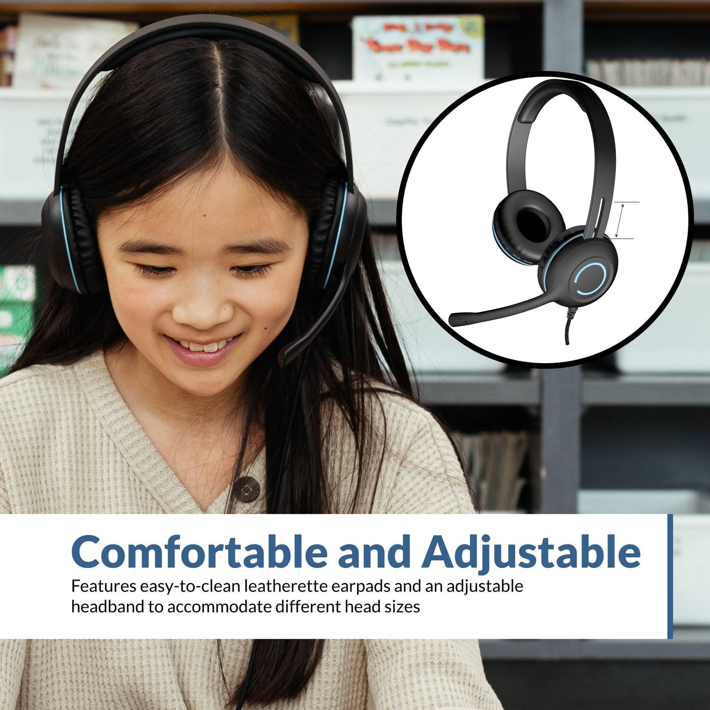 Cyber Acoustics 3.5mm Stereo Headset (AC-5002) with Noise Canceling Microphone for PCs, Tablets, and Cell Phones in The Classroom or Home