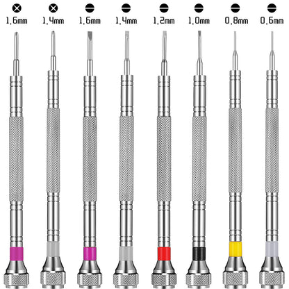 8 Pieces Precision Screwdriver, Jewelers Screwdriver Set, Watch Repair Screwdriver Set 0.6-1.6 mm, Micro Screwdriver for Watch Repair, Eyeglasses Repair, Jewelry Work, Electronics Repair
