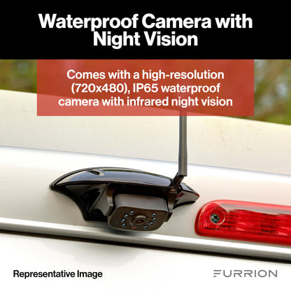 Furrion Vision S Wireless RV Backup Camera System with 4.3-Inch Monitor, 1 Rear Sharkfin, Infrared Night Vision, Wide-Angle View, Hi-Res, IP65 Waterproof, Motion Detection, Microphone - FOS43TASF
