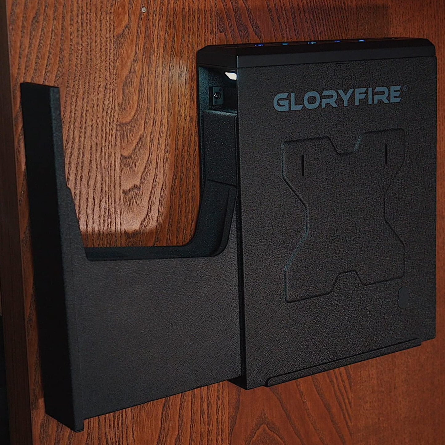 GLORYFIRE Gun Safe Biometric Pistol Safe, Mounted Nightstand Quick Access Handgun Safe and Gun Lock Box for Car, Truck, Desk, Bedside, Wall with Security Fingerprint, Key Access, PIN Code