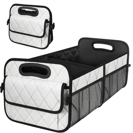 Deosk Trunk Organizer with 6 Pockets - Car Storage Accessory for SUVs, Minivans, and Trucks - 50L Waterproof Polyester (Medium, Beige)