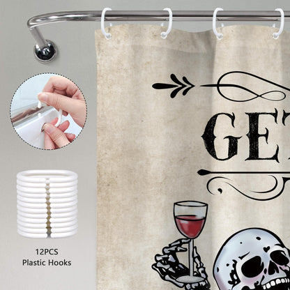 Mitpok Halloween Funny Skull Skeleton Shower Curtain 60Wx72H Gothic Spooky Unique Cool Bone in Bathtub Bubbles Horror Cat Fish Retro Scary Bathroom Decor Bath Curtain Fabric Polyester 12 Pack Hooks