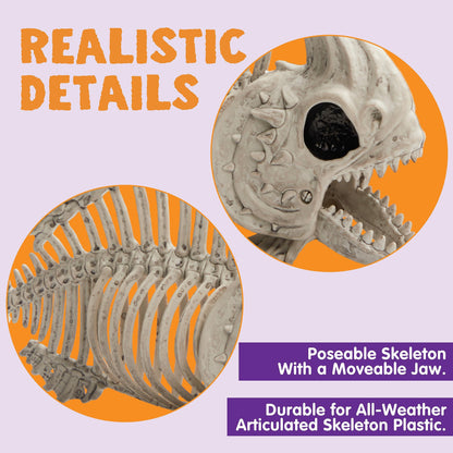 JOYIN 2 PCS 9.5 Halloween Posable Fish Skeleton Decor, Animal Plastic Bones with Posable Joints for Indoor Outdoor Halloween Decorations Party Props, Yard Patio Lawn Garden Props Decor
