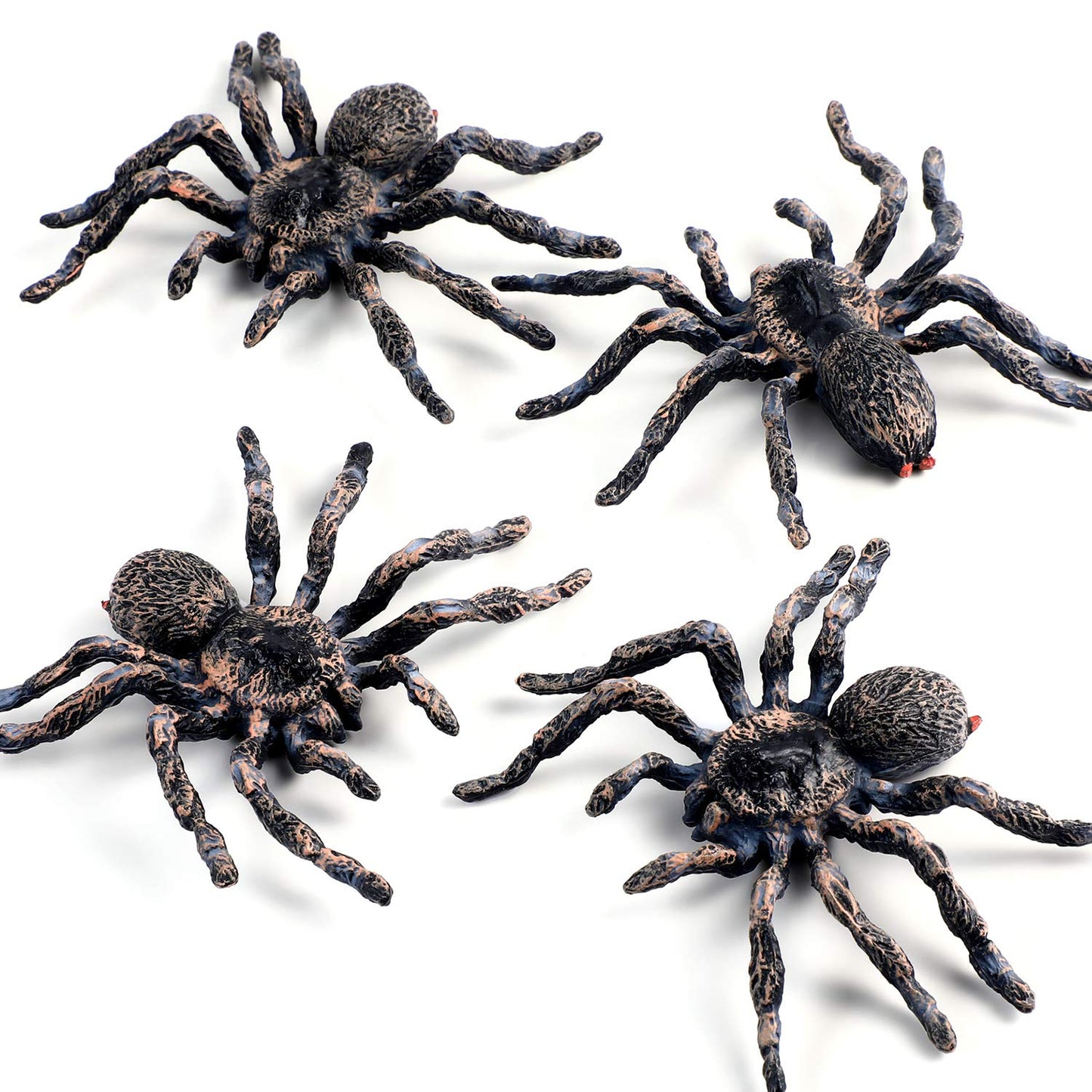 4 Pieces Realistic Spider Giant Fake Spider Action Model Plastic Animal Tarantula Toy Figures Lifelike Educational Toy for Girls and Boys, Halloween Prank Props Party Supplies