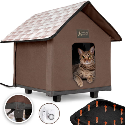 Heated Cat House for Outside - Cat Houses for Outdoor Cats - Heated Cat House - Outdoor Cat House - Cat Houses for Indoor Cats
