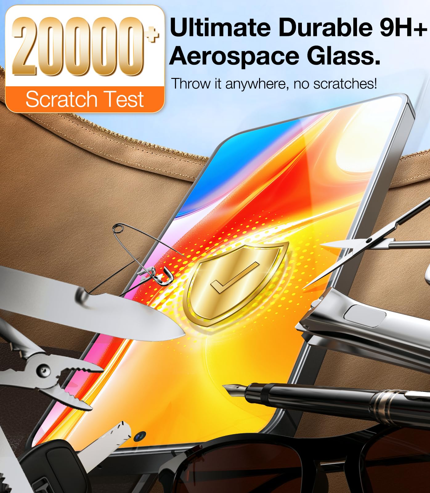 TORRAS Top-Notch Aerospace Glass for Samsung Galaxy S24 Ultra Screen Protector [12Ft Military-Grade Shatterproof] Anti-Scratch Tempered Glass Full Coverage Fit Screen Protector S24 Ultra 6.8" 2-Pack