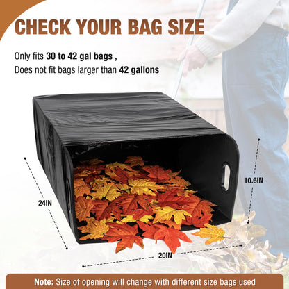 2 PCS Lawn Trash Bag Holder, Leaf Collector Holder Holds 30-42 Gallon Bags, Reuseable Garbage Frame for Camping, Yard Weeding, Lawn Party