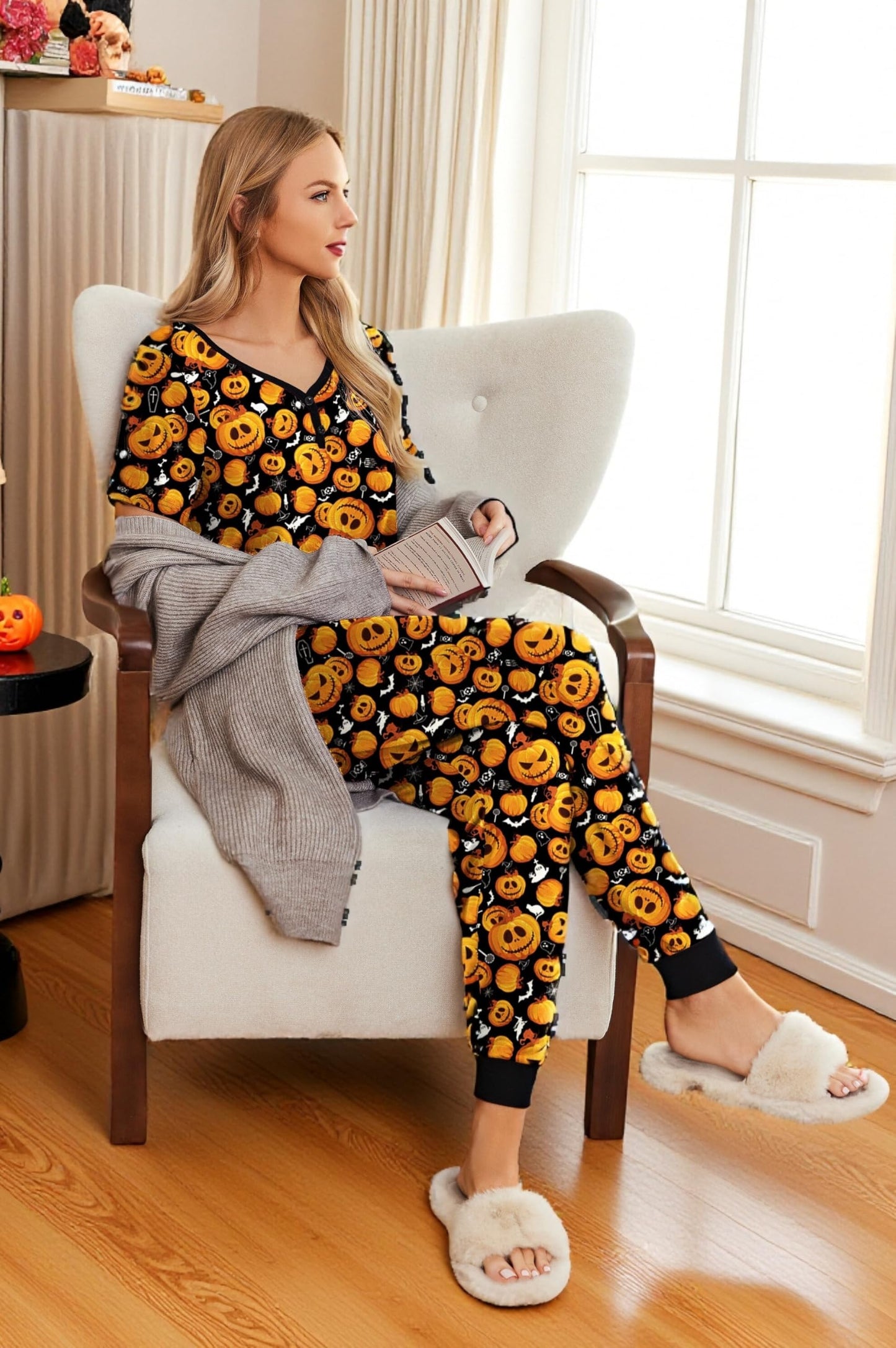 Ekouaer Pajamas for Women Set 2 Piece Lounge Set Short Sleeve Pjs Joggers Long Pants Sleepwear with Pockets