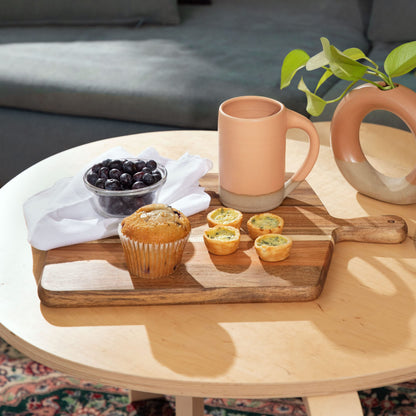 Acacia Wood Cutting Board and Chopping Board with Handle for Meat, Cheese Board, Vegetables, Bread, and Charcuterie - Decorative Wooden Serving Board for Kitchen and Dining Room, Large 17" x 13"