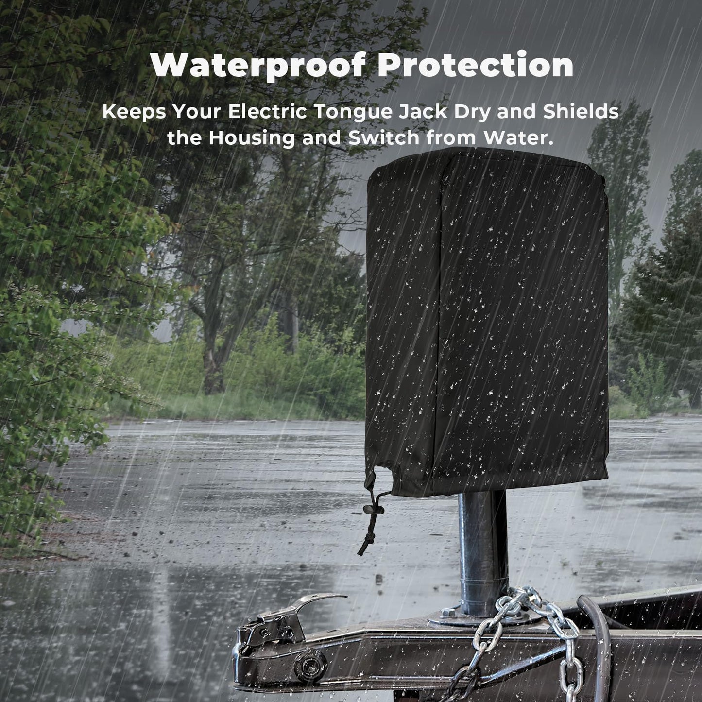 Electric Tongue Jack Cover, BougeRV 600D Universal Trailer RV Electric Tongue Jack Protective Cover (Size 14″H x 5″W x 10″D)…