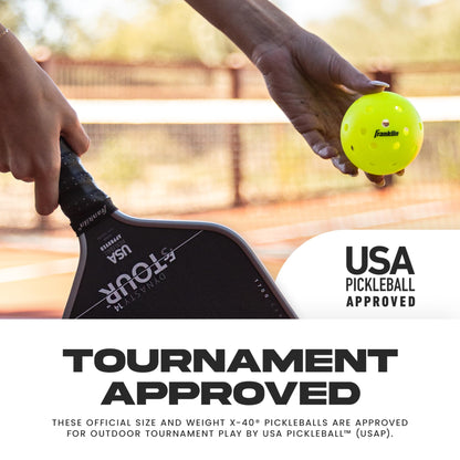 Franklin Sports X-40 Pickleballs - Outdoor Pickleballs - 100 Pack Bulk - USA Pickleball Approved - Ember - Official Ball of US Open Pickleball Championships