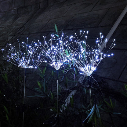 JJGoo Solar Firework Lights, 2 Pack 120 LEDs 2 Lighting Modes Solar Garden Lights Outdoor Waterproof for Yard Patio Walkway Pathway Party Wedding Christmas Decorative- Cool White