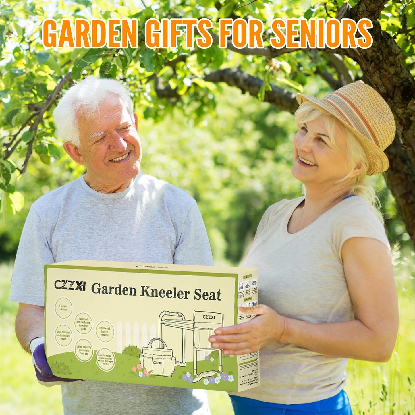 CZZXI Garden Kneeler and Seat, Wider and Thicker Kneeling Pad Heavy Duty Gardening Stool with Gardening Tool Pouch and Bag, Garden Bench/Chair Gifts for Women, Seniors