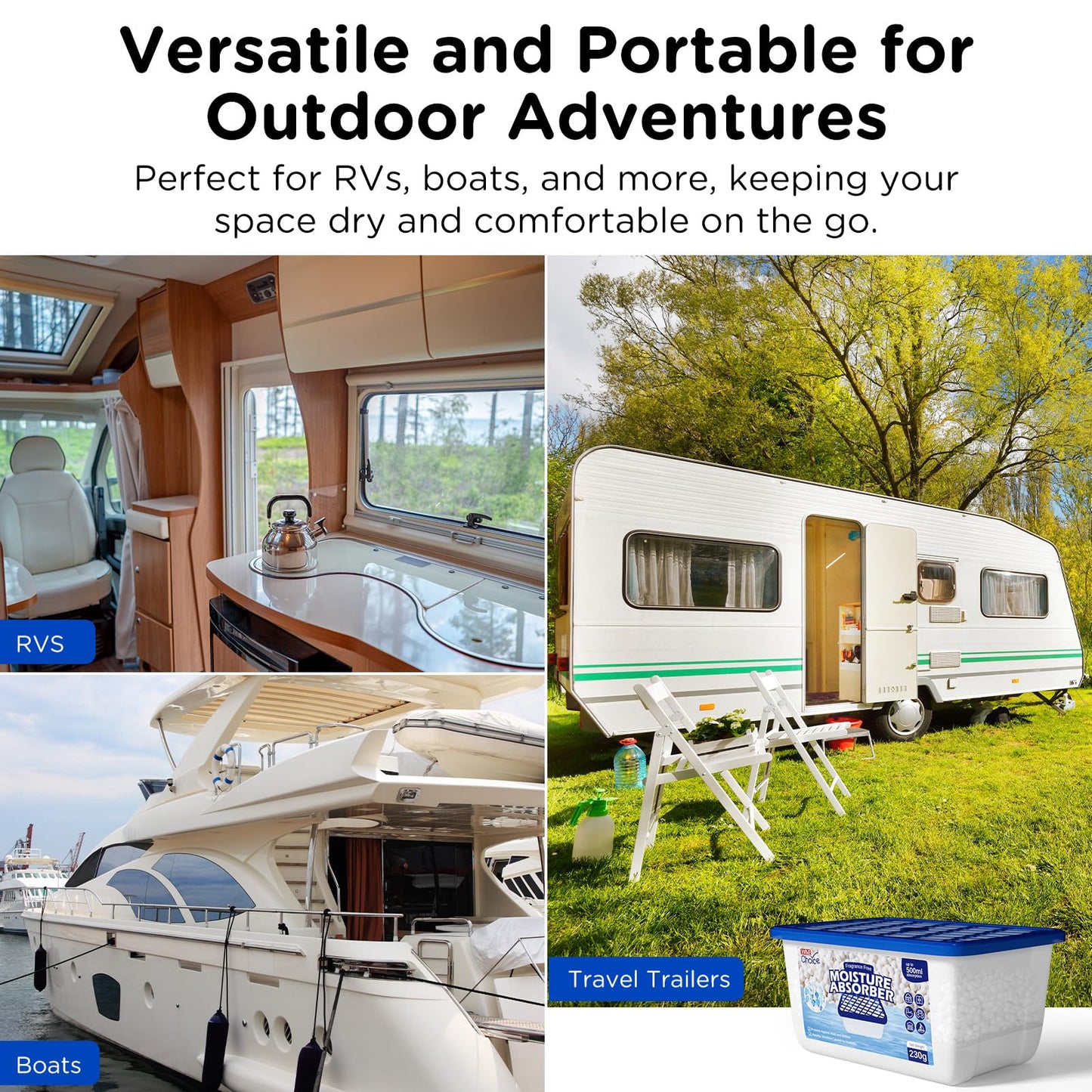 W&E Choice Moisture Absorbers, Portable Humidity Absorber Boxes for Your Bathroom, Closet & Car, Dehumidifier with Fragrance Free, 6 Pack