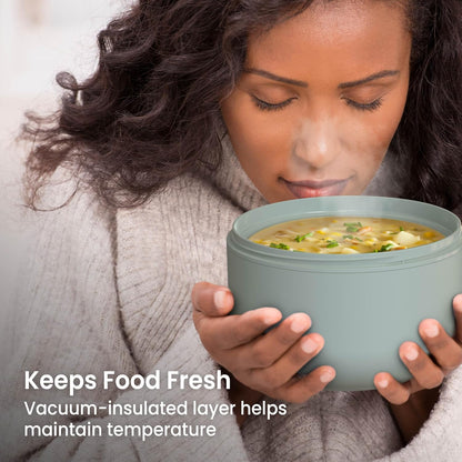 Bentgo Bowl - Insulated Leak-Resistant Bowl with Collapsible Utensils, Snack Compartment and Improved Easy-Grip Design for On-the-Go - Holds Soup, Rice, Cereal & More - BPA-Free, 21.2 oz (Khaki Green)