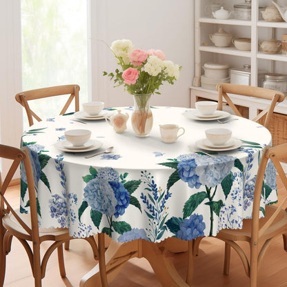 Eikione Round Table Cloths 60 in, Floral Tablecloth Waterproof, Wrinkle Free Polyester Flower Table Cover for Patio Party