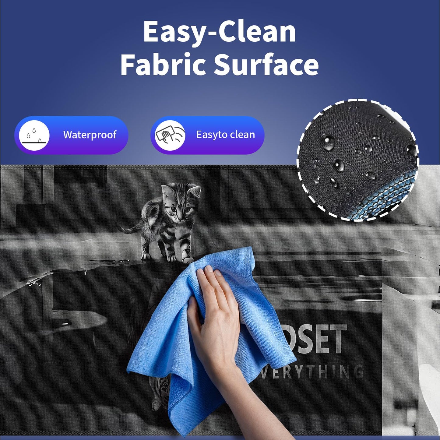 Extended XXL Gaming Mouse Pad with Stitched Edges for Home & Office - Mindset is Everything Inspirational Quote & Cute Cat Funny Tiger Reflection, Smooth Fabric Surface Anti-Slip Base Large Desk Mat