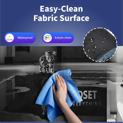 Extended XXL Gaming Mouse Pad with Stitched Edges for Home & Office - Mindset is Everything Inspirational Quote & Cute Cat Funny Tiger Reflection, Smooth Fabric Surface Anti-Slip Base Large Desk Mat