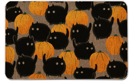 GAGEC Halloween Door Mat Pumpkins Cat Outdoor Rug Bathroom Doormat Entrance Rugs Farmhouse Home Kitchen Decoration Floor Front Door Mats 17 x 27 Inch