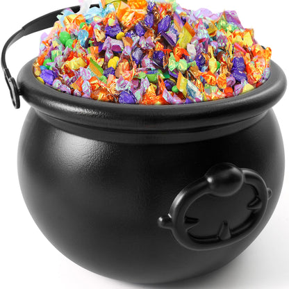 JOYIN Halloween Large Black Cauldron 7.5'', Halloween Witch Cauldron Pot, Candy Kettle, Pot and Bucket, Candy Cauldrons Holder for St. Patricks Party Favor Supply Witch Decoration, Kids Trick or Treat