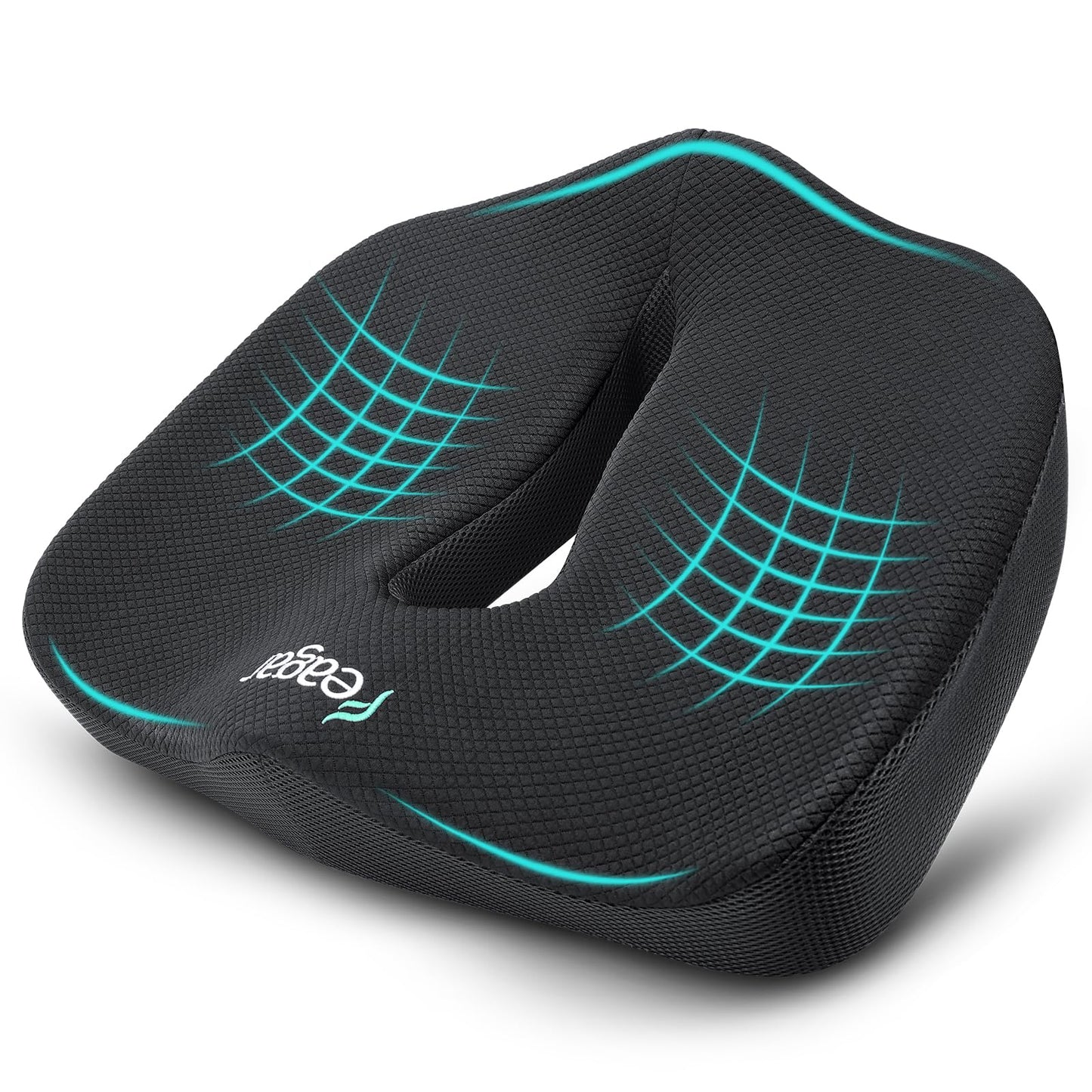 Feagar X Large Memory Foam Seat Cushions for Office Chairs Desk, Chair Cushion Tailbone Pain Relief Extra Dense Hip Sciatica Car Seat Cushion for Long Sitting Black