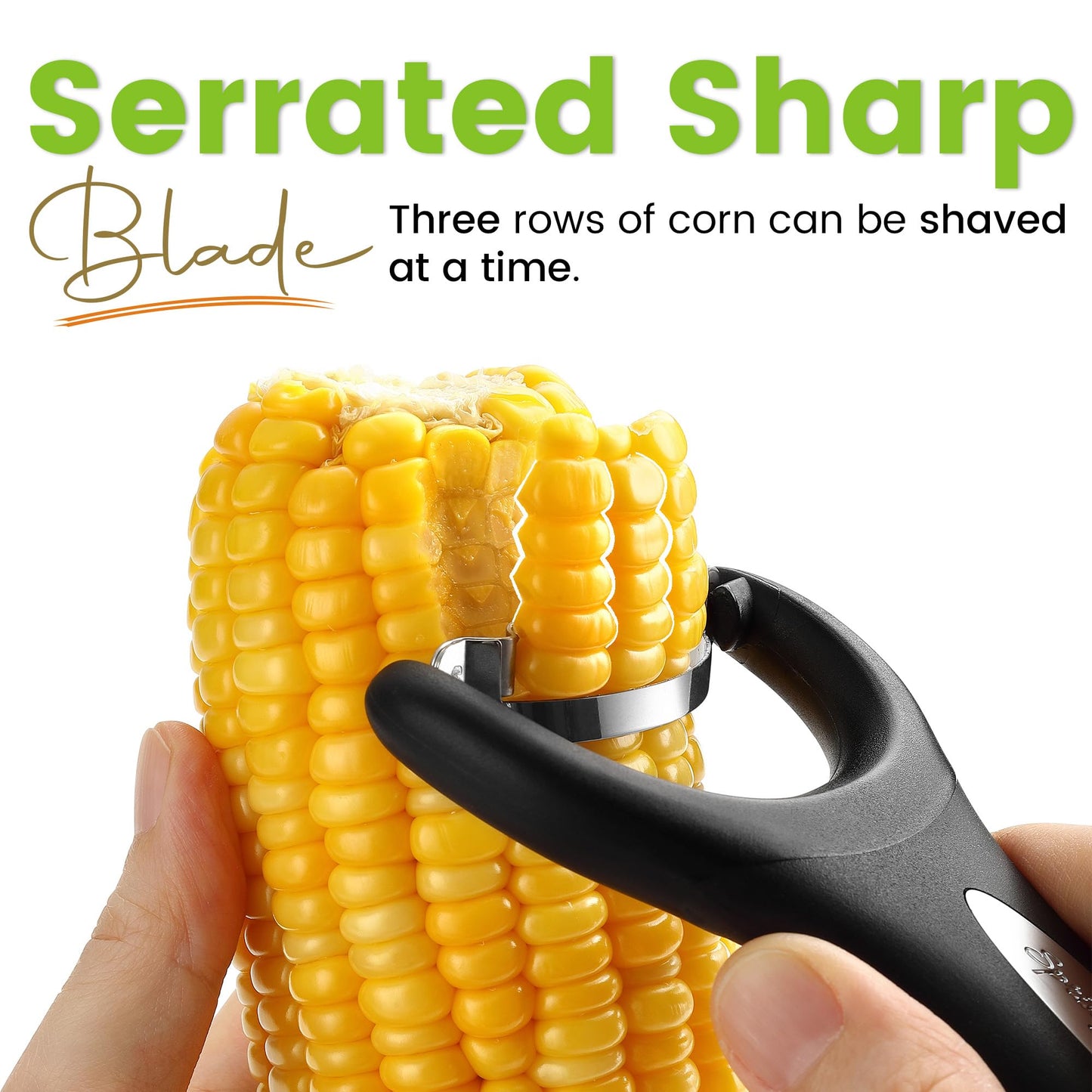 Spring Chef Stainless Steel Corn Peeler – Corn on the Cob Stripper Tool – Durable & Efficient Kernel Remover Tool – Easy to Use Kernel Cutter - Dishwasher Safe Kitchen Gadget - Black