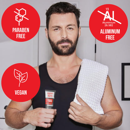 HAPPY NUTS Comfort Cream Deodorant For Men: Anti-Chafing Sweat Defense, Odor Control, Aluminum-Free Mens Deodorant & Travel Essential for Men's Private Parts 3.4 fl oz (Original)