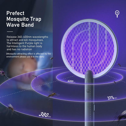 Electric Fly Swatter Racket, Mosiller 2 in 1 Smart Bug Zapper with USB Rechargeable Base, Powerful Mosquitoes Trap Lamp & Fly Killer with 3-Layer Safety Mesh for Home, Bedroom, Kitchen, Patio（1 Pack）