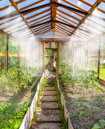 HIRALIY 59FT Greenhouse Misting Drip Irrigation Kit, Hanging Plant Watering, Garden Watering System with 1/4" Blank Tubing and Misting Nozzles, Quick Connector Design Automatic Irrigation System