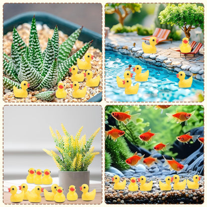 100Pcs Mini Resin Ducks, Tiny Ducks Figurines Bulk for Miniature Dollhouse Decor Accessories Garden Aquarium Potted DIY Ornament Party Toys