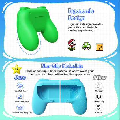 FASTSNAIL 4 Pack Grips Kit Compatible with Nintendo Switch for Joy Con, Wear-Resistant Grip Controller for Joy con & OLED Model with 12 Thumb Grip