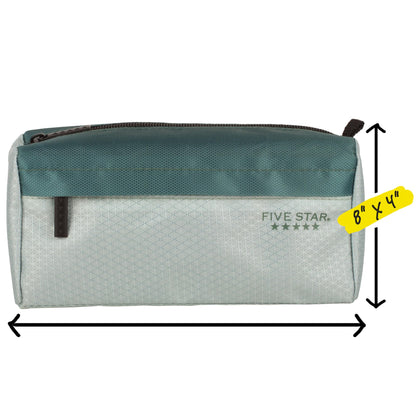 Five Star Pencil Pouch, Pen Case, 9-Pocket Zipper Pouch, Storage Organizer for School Supplies Earbuds Chargers Cables Makeup, Green/Juniper (500214F-ECM)